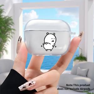 TEMU 인기 귀여운 흔들리는 엉덩이 흰곰 만화 디자인 투명 충격 방지 이어폰 보호 케이스, Airpods 4/Airpods 3/Airpods 1/2/Airpods Pro 2/Airpods Pro 3에 적합, 완벽한 생일 선물, 친구를 위한 깜짝 휴일 특별 선물