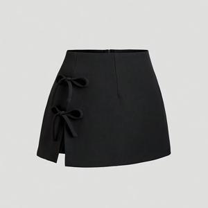보우타이 섹시 슬릿 A라인 미니 스커트, 봄/여름 스타일