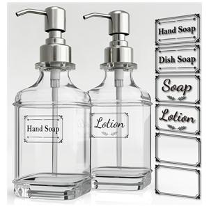2개 300ml 디스펜서 펌프병, 비누 디스펜서, 샴푸 빈병, 투명 유리 핸드 병