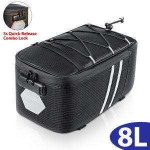 TEMU NEWBOLER 자전거 뒷좌석 가방 암호 자물쇠 포함, 8L 대용량 반사 스트립 자전거 가방, MTB 로드 자전거 가방, 사이클링 가방