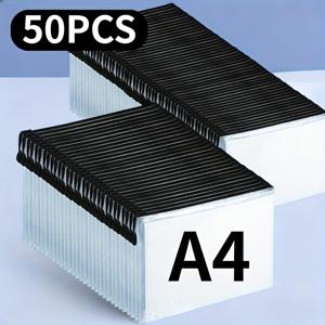 A4 사이즈 50개 메시 지퍼 백, 블루 & 블랙 지퍼 파우치, 청구서, 화장품, 여행용 보관 및 사무용품에 적합한 플라스틱 문서 가방