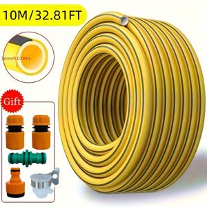 TEMU 10M/32.81Ft PVC 정원 호스 (퀵 커넥터 및 수리 키트 포함) - 내구성, 누수 방지, 사계절 야외 물주기 호스 (수경, 세차, 가습용), 유럽 및 나사산 표준 포함, 식물 물주기용 정원 호스