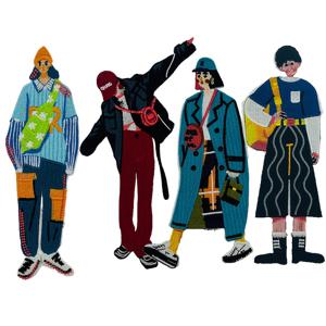 트렌디한 만화 캐릭터 자수 패치 4개 세트, 의류, 신발, 모자, 가방, 노트북, 휴대폰, 노트북 장식용, 축제, 파티, 선물, 가정용 커튼, 도어 커튼, 벽 장식 등에도 사용 가능한 자수 패브릭 패치