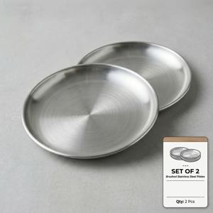 TEMU 2개 야외 접시 세트, 디저트, 스시, BBQ, 그릴 육류, 원형 14Cm/5.11Inch 스테인리스 스틸 덮개 접시 (식사 및 식기류 > 주요 식기류 > 두꺼운 접시용) - 캠핑, 결혼식, 뷔페에 적합 | 식기세척기 사용 가능