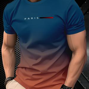 남성 패션 캐주얼 티셔츠 - 100% 폴리에스터 섬유, 라운드넥 반팔, 세탁기 사용 가능, 사계절 내내 편안함, 데일리 웨어 | 라운드넥 티셔츠 | 부드러운 질감의 원단