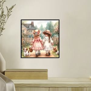 1 세트 자매 테마 십자수 그림 키트, 미술 바늘 및 실 용품, 11CT 십자수 장식, 혼합 색상 실, 창의적인 공예 제작, 이상적인 수제 선물 선택, 현관, 거실에 적합