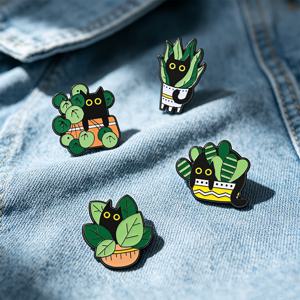 TEMU 4pcs 아름다운 에나멜 배지 핀: 우아한 고양이 및 식물 디자인으로 세련된 개인화 - 자켓, 가방, 또는 모자에 핀을 달아 스타일링을 높여, 사랑하는 이들에게 멋진 선물로 적합합니다.