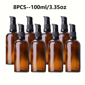 12개/8개/5개 호박색 유리 로션 펌프병 (1.01oz / 1.69oz / 3.38oz) - 토너, 메이크업 리무버, 로션 디스펜서, 향수, 에센셜 오일, 샴푸, 샤워젤, 비누 디스펜서 용기, 재사용 가능한 여행용 액세서리