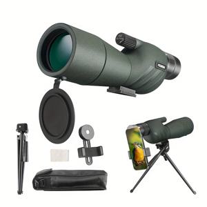 HD25-75x60 타겟 관찰용 망원경 세트, 60mm 대물렌즈, 야외 캠핑, 장거리 조류 관찰 및 야생 동물 관찰, 사격 및 타겟 식별에 이상적입니다 (삼각대, 휴대폰 거치대, 보관 가방 포함).
