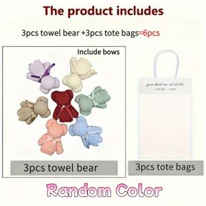 TEMU 랜덤 색상 플러시 곰 모양 타월 선물 6개 세트 - 매우 부드러운 산호 플리스 소재, 높은 흡수성, 빠른 건조, 투명 선물용 가방 포함, 결혼식, 파티, 새해, 발렌타인데이 선물용으로 적합, 사이즈 확인 부탁드립니다