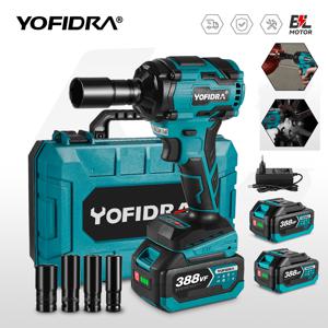 [KC인증 제품][국내발송]YOFIDRA 1000N.m/1200N.m 고토크 브러시리스 고출력 임팩 렌치 전동 충격 렌치 브러시리스 모터 ，무선 드릴 및 스크루드라이버 대용량 이온 배터리 다용도 전력 자동 도구 세트