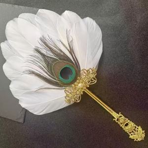 TEMU 1개 고대 스타일 시뮬레이션 깃털 파우치 한푸 액세서리 원형 손수건 무대 공연 댄스 사진 촬영 아침 장화 웨딩 사진 소품