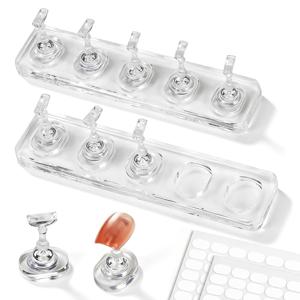 TEMU 비자석형 네일 스탠드, 타원형 받침대 포함 프레스온 네일용, 양면 테이프 200개, DIY 네일 디자인용, 페인팅 연습용 디스플레이 네일팁 홀더, 가정용 살롱용 인조손톱, 가정용 핸드헬드