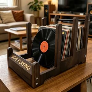TEMU 홈 우드 바이닐 레코드 정리 랙, 앨범 CD DVD 잡지 데스크탑 수납 랙, 가족 홈 시어터 장식 디스플레이 선반, 축제를 위한 음악 애호가를 위한 최고의 선물