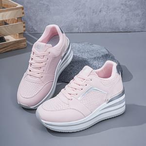 TEMU 여성용 아웃도어 스니커즈 넓은 발 신발 스케이트보드화 두꺼운 밑창 블루 화이트 그린 핑크 멀티 컬러 옵션 간편한 메시 디자인 레이스업 디자인 데일리 출퇴근 쇼핑 사계절 착용 가능