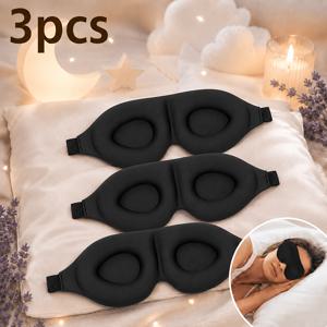 3D 컨투어형 수면 안대 3개, 깊은 수면, 여행, 낮잠, 요가 휴식을 위한 조절식 스트랩이 있는 눈에 무압력을 주는 아이커버