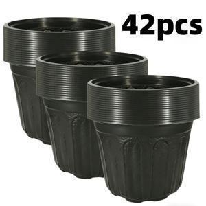 TEMU 16cm 두꺼운 부드러운 검정색 플라스틱 화분, 배수공 12개, 식물 분갈이용, 가정 및 정원용, 원예 선물, 집 장식