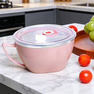 뚜껑이 있는 스테인리스 스틸 단열면사 - 누수 방지, 뜨겁게 먹는 음식에 적합 - 즉석면, 수프, 야외 식사에 완벽 - 내구성이 좋고 세척이 용이 - 가정, 사무실 및 야외 사용에 이상적
