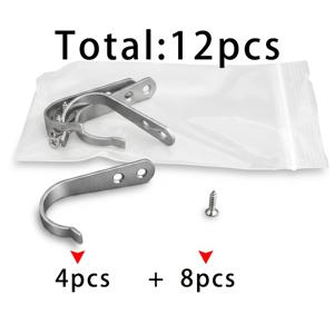 TEMU 은색 J자 후크 4개 + 2.5x10 은색 나사 8개, 총 12개. 북유럽/모던 스타일 현관, 욕실 또는 침실 벽 장식용 심플한 후크형 벽걸이