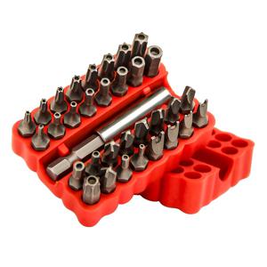 34개 안전 드라이버 비트 세트, 1/4인치 육각 샹크 드라이버 비트 포함, 톡스, 육각, 쓰리윙, 스타, 렌치 등 변조 방지 모델 포함, 톡스 안전 드라이버 세트에 적합, 고경도 충격용 드라이버 헤드 (렌치 포함 레드)