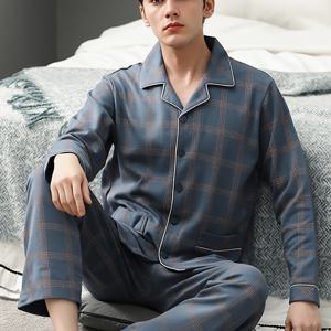 2pcs 잠옷 세트, 남성 홈웨어 세트, 긴소매 및 긴 바지, 체크 무늬, 캐주얼하고 편안한 홈웨어, 실내외 착용 가능, 올 시즌, 슬림핏, 캐주얼 스타일, 홈웨어