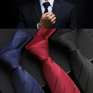 블랙, 블루, 레드 스트라이프의 클래식 핸드메이드 비즈니스 넥타이 세트 - 아버지, 남편, 친구를 위한 직장, 면접, 연회 등에 완벽한 선물