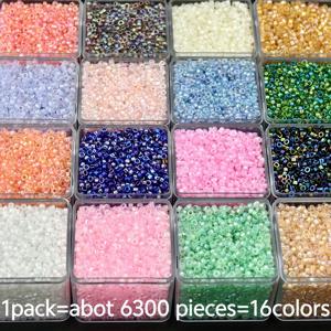 TEMU 6300개 2.5mm 16색 체코 유리 구슬, DIY 할로윈, 크리스마스, 우정 팔찌, 목걸이, 귀걸이 및 공예 주얼리 제작용 소품