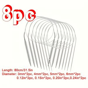 그립 포함 80cm 길이 스테인리스 스틸 원형 뜨개바늘 8개 세트 (3mm-6mm) - 스웨터, 모자, 스카프, 양말용 고하중 뜨개질 키트 | 뜨개질 애호가를 위한 이상적인 DIY 공예 선물, 뜨개바늘 스토퍼, 원형 뜨개바늘, 케이블 뜨개바늘, 래글란 원사, 소매용 뜨개바늘, 뜨개질 용품, 뜨개바늘 상자, 초보자용 뜨개질 키트, 뜨개질 패턴