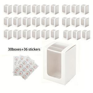 TEMU 30개 세트 박스 + 36개 스티커 포함, 화이트 선물용 창문 박스, 8oz, 9oz, 10oz 플랫 바텀 텀블러 포장용 박스, 플랫 바텀 유리 포장용 박스 및 기타 액세서리, 보석 및 소형 선물용 소형 선물용 박스