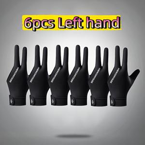 왼손잡이용 당구 장갑 6개 세트, 미끄럼 방지, 내마모성, 통기성, 세 손가락형 스nú커 테이블 당구 장갑, 대회용으로 설계, 단품 팩, 훌륭한 선물 선택, 저렴한 휴일 선물