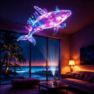 TEMU 오션 애니멀 프로젝터 무드등, USB 휴대용 LED (투사 이미지 정적), 교체 가능한 슬라이드 포함, 고래 해파리 돌고래, 몰입형 수중 침실 천장 장식 선물