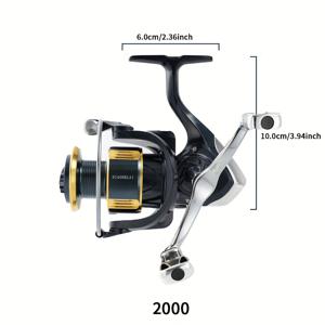 TEMU 스무스 더블 그립 2000-7000 타입 메탈 베어링 스피닝 낚시 릴, 좌우 손 교체 가능, 담수 및 해수 겸용, 알루미늄 합금 정밀 조각 와이어 컵