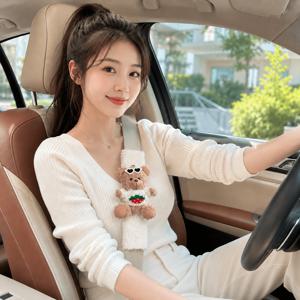TEMU 성인용 자동차 안전벨트 어깨 패드, 봉제 장식 디자인 벨트 커버, 편안한 차량 인테리어 용품