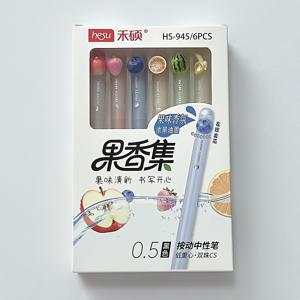 TEMU 6개 과일 스타일 젤 펜 세트 0.5mm 검정 펜 창의적인 사과 딸기 블루베리 오렌지 수박 바나나 패턴 젤 펜 향기 나는 필기 펜 사무용품