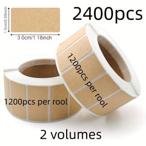 TEMU 크라프트지 스티키 노트 2400개, 롤당 1200개, 총 2롤 2400개, 이름표, 수납 분류 라벨, 필기 가능, 자체 접착 마킹 스티커, 손글씨 메모 밀봉 스티커, 잔여물 없는 라벨 스티커