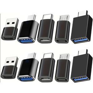 TEMU USB to Type-C 어댑터 10개, Type-C 암-USB 수 변환기, 미니 to Type-C 어댑터, PC 컴퓨터, 삼성, 아이폰 17/17 플러스, 샤오미에 적합, 다기능 마우스 및 키보드 연결용