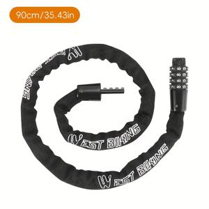 WEST BIKING 자전거 자물쇠 65cm/25.59인치 90cm/35.43인치 115cm/45.28인치 150cm/59.06인치 사이클링 체인 자물쇠 방범 자물쇠 전기자전거 자물쇠 4자리 비밀번호 자물쇠