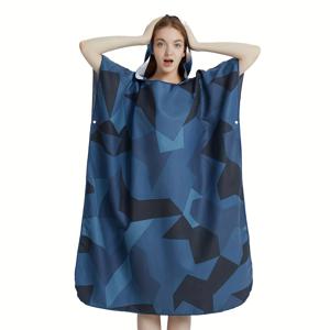 1개 비치 변기 타월 서핑 포ンチ 로브 후드 웨트수트 조절 가능한 슬리브 서핑 수영 목욕 네이비지옴리, 라지 - 남녀 공용 초극세사, 매우 부드럽고 내구성이 뛰어난 마이크로ไฟ버