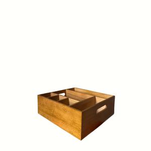 TEMU 1개 나무 식기 보관함 6단 구획, 숟가락·접시·포크용 - 공간 절약형 주방 카운터탑 정리함