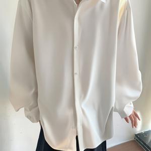 남성 가을 야외 캐주얼 셔츠, 솔리드 이지 스타일, 순면 부드러운 원단 루즈핏, 데일리 캐주얼 및 야외 활동에 적합