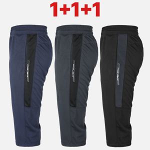 [3PCS] 남성 여름에도 부담없는 길이감 7부 트레이닝 빅사이즈 밴딩 바지 대박난(XS3QP1LP034M)