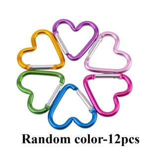 TEMU 12개 하트 알루미늄 합금 카라비너 스프링 후크 클립, 야외 캠핑, 사이클링, 백팩 여행, 물병 걸이용, 발렌타인데이, 부활절, 독립 기념일 선물로 적합, 색상 랜덤, 배터리 없음
