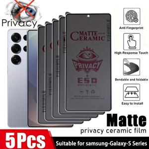 5개 매트 프로스트 프라이버시 세라믹 필름, 삼성 갤럭시 S22 5G/S22+5G/S22Ultra/S23Ultra S23/S23+/S24/S24Plus/S24 Ultra/S25/S25Plus/S25Ultra/S25Edge/S26/S26Plus/S26Ultra 시리즈 고급 매트 표면, 프라이버시 화면 보호 필름에 적합