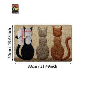 TEMU 1개 고양이 뒷면 패턴 직사각형 욕실 미끄럼 방지 바닥 매트 | 창의적인 예술적인 초극세사 섬유, 부드러운 폴리에스터, 욕실, 거실, 침실, 식탁, 현관 장식에 적합, 선물로 사용 가능