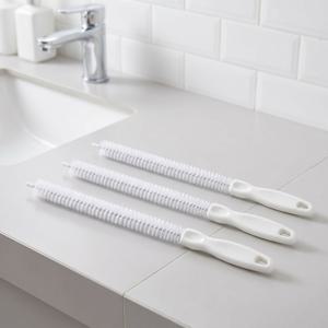 휘어지는 샤프트가 있는 유연한 배수구 청소 브러시 3개 세트 - PVC 파이프용, 주방, 욕실, 샤워기, 욕조 배수구의 머리카락 제거에 적합, 바닥 배수구 및 바닥 파이프 유지보수용으로 재사용 가능