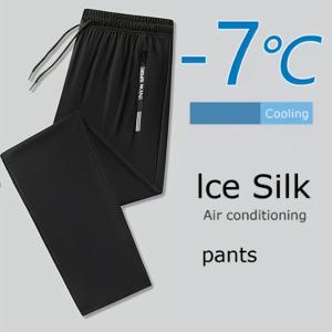 여성 아이스 섬유 레그 팬츠, 통기성 좋은 스트레치 퀵 드라이, 탄성 허리 및 사이드 포켓, 가벼운 여름 단색 운동 및 캐주얼 레깅스, 봄/가을 야외복, 흡습성 원단, 루즈핏