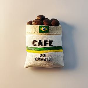 TEMU 1pc Brazil Magnetic Coffee Bean Souvenir - Handmade 3D Resin Brazilian Themed Decoration Suitable for Home, Fridge, Travel Gifts, Decor with Magnetic Base for Brazil-Themed Displays