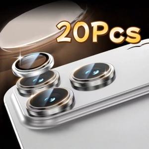 TEMU [개별 렌즈 보호필름 20개입] 아이폰 17 Pro Max, 16, 15, 14, 13, 12, 11 Pro Max, Plus, Mini, 17 Air, 16e, 17e용 메탈 카메라 렌즈 보호필름. 개별 메탈 링 커버가 있는 강화유리 카메라 스크린 보호필름, 케이스 호환, 스크래치 방지, 초고화질, 간편한 설치