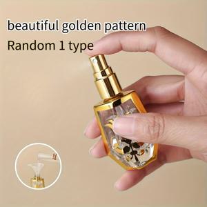 0.34 oz 골든 패턴 유리 스프레이 병 | 향수 및 스킨케어용 재사용 가능한 샘플 병, 깔때기 포함, 섬세한 스프레이 메커니즘의 휴대용 고급 향수 용기