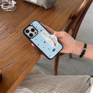 휴대폰 케이스 - 블루 별빛 블랙 엣지 다치쉐운드 폰 케이스, Apple iPhone 16 Pro Max 케이스 / iPhone 15 Pro Max 케이스 / 14 Pro 케이스 / 13 Pro 케이스 / 13 iPhone 케이스에 적합 / 패셔너블 여성용 폰 케이스 / 폰 케이스